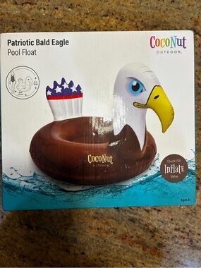 CocoNut Outdoor Patriotic Bald Eagle Pool Float - Multi Color, NWT